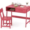 Kinderschreibtisch Set mit Stuhl aus Holz ab 3 Jahren in Rosa