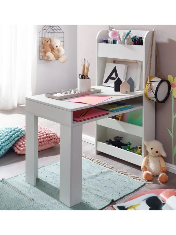 Kinderschreibtisch 90x50x110 cm Maltisch Kinderzimmer mit Regal,