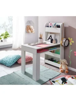 Kinderschreibtisch 90x50x110 cm Maltisch Kinderzimmer mit Regal,