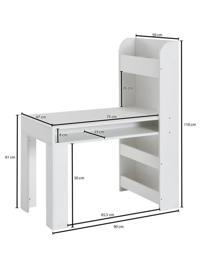 Kinderschreibtisch 90x50x110 cm Maltisch Kinderzimmer mit Regal,