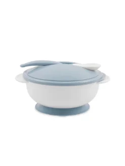 Kinderschüssel mit Löffel in blau