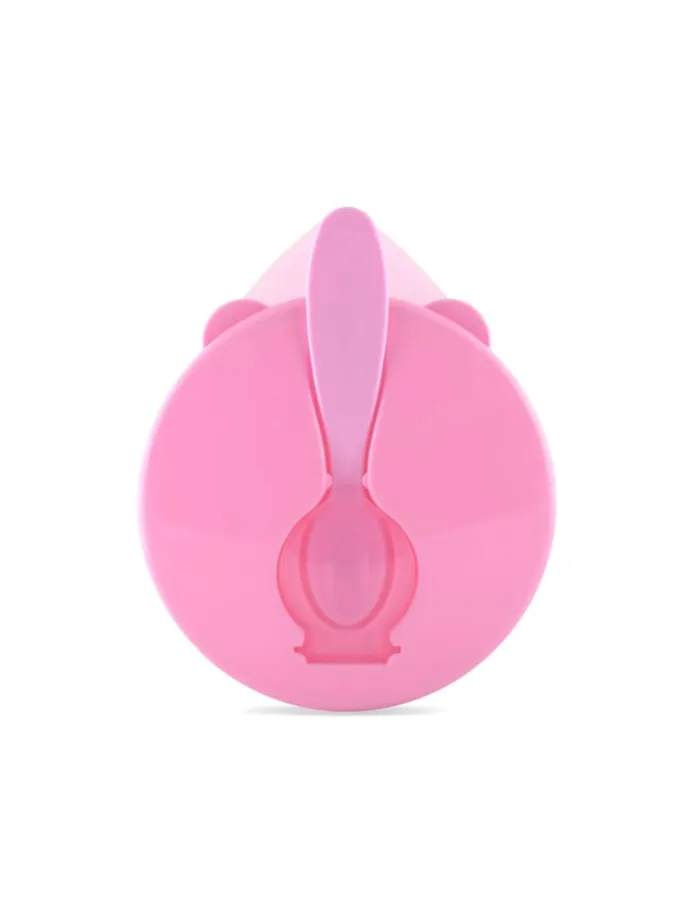 Kinderschüssel mit Löffel in rosa