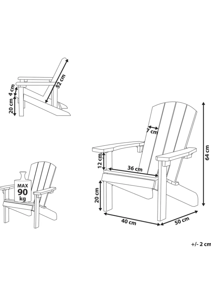 Kindersessel ADIRONDACK in Blau - (W) 40 x (H) 64 x (L) 50 cm