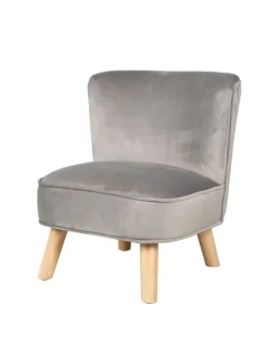 Kindersessel 'Lil Sofa' mit Holzfüßen, Samtstoff Grau