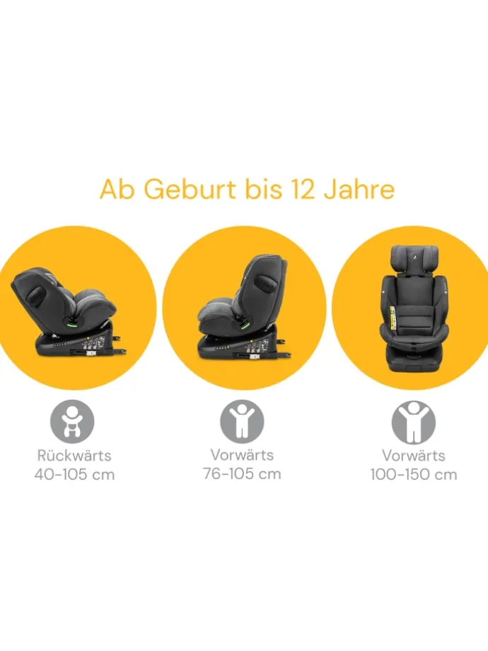 Kindersitz "Eno360 i-Size" in Dark Grey Melange - 40 bis 150 cm