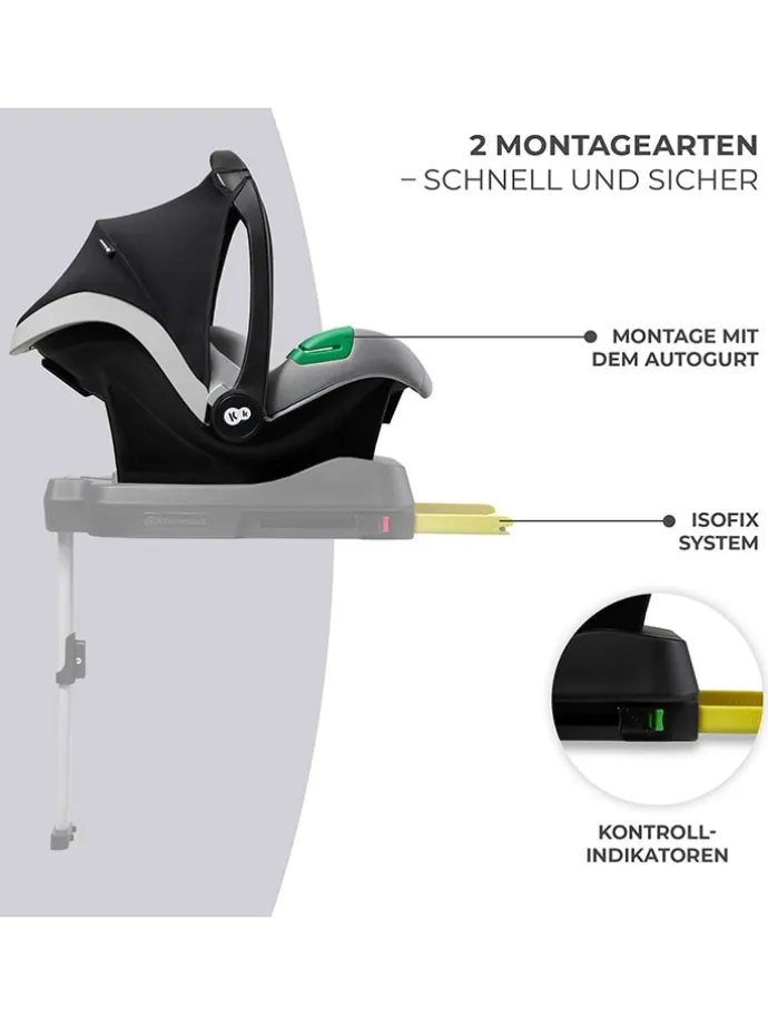 Kindersitz "Mink Pro i-Size" mit Basisstation in Grau - Gruppe 0+