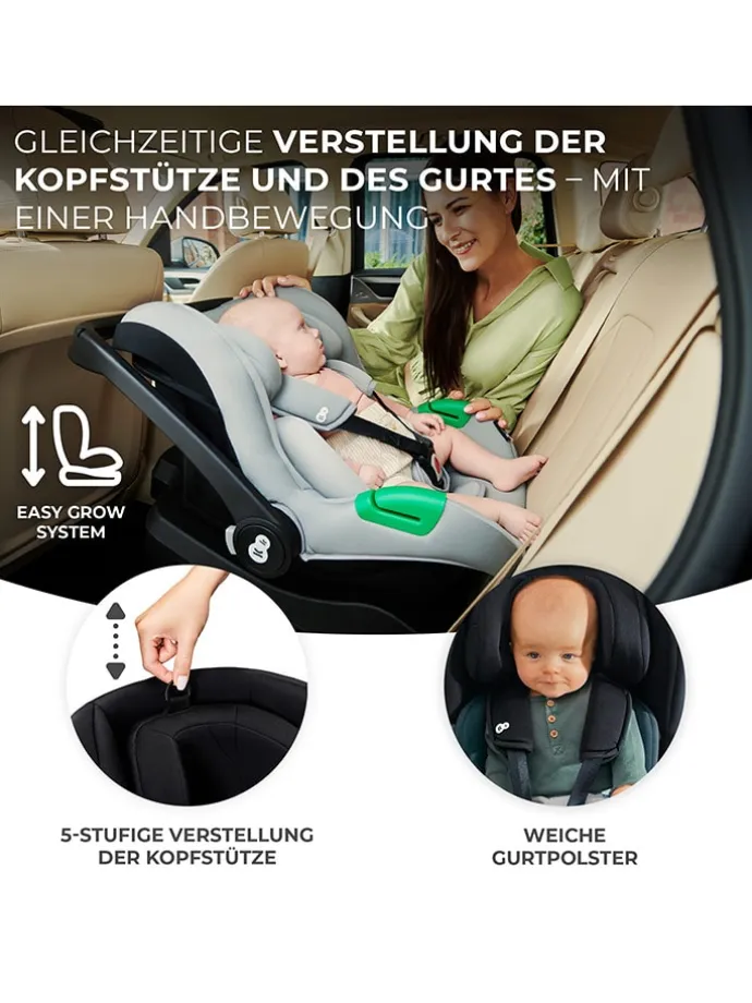 Kindersitz "Mink Pro i-Size" mit Basisstation in Grau - Gruppe 0+
