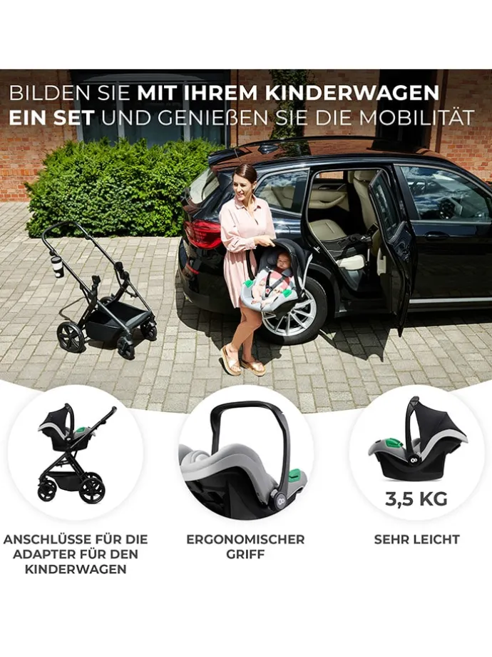 Kindersitz "Mink Pro i-Size" mit Basisstation in Grau - Gruppe 0+