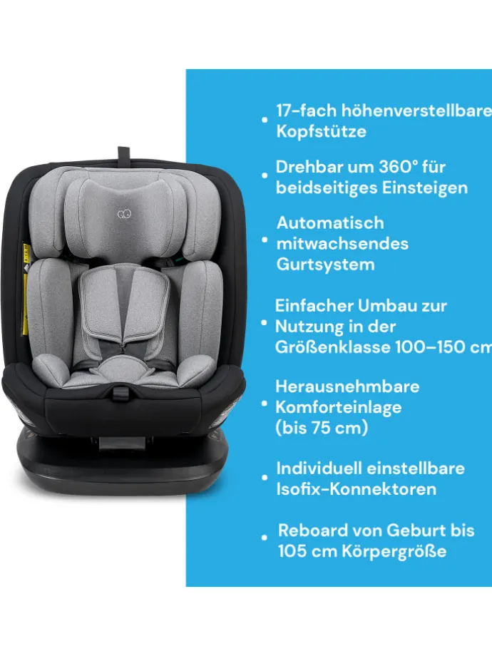 Kindersitz "Safety Lissabon" in Black - drehbar 40 bis 150 cm mit Isofix