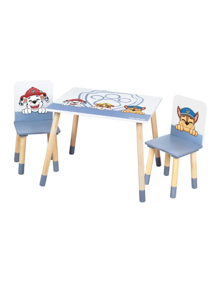 Kindersitzgruppe Paw Patrol, 2 Stühle & Tisch, Holz weiß