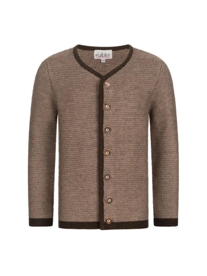Kinderstrickjacke Langarm Ignaz Bua in Braun