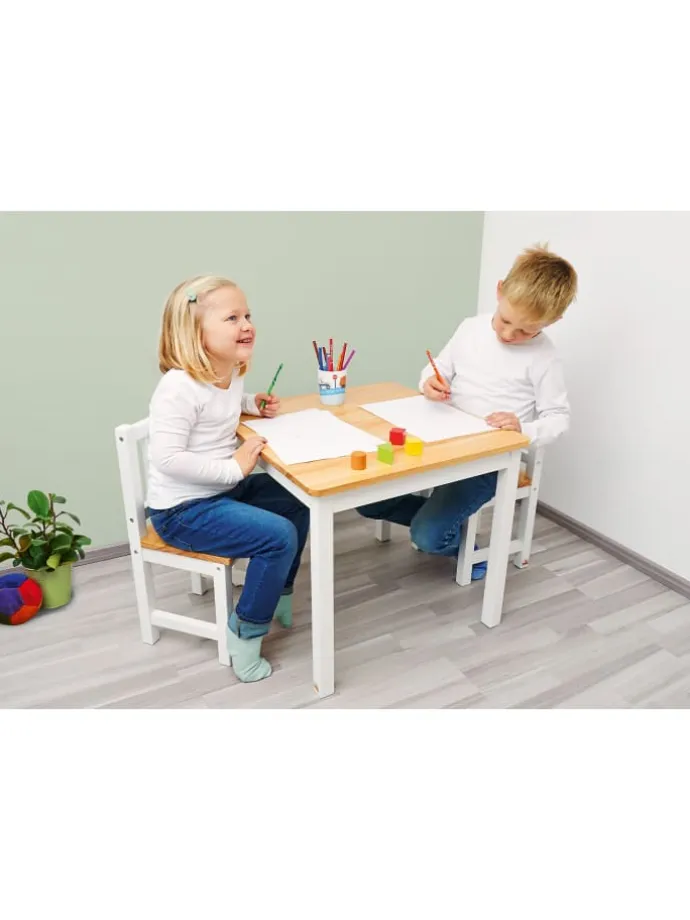 Kinderstuhl Fenna, weiß/natur, 25.5 x 25.5 x 55 cm