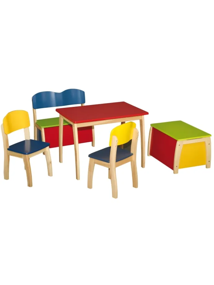 Kinderstuhl mit Lehne, Holz bunt lackiert