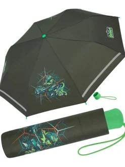 Kinder-Taschenschirm mit reflektierenden Streifen Regenschirm Dino Hunter
