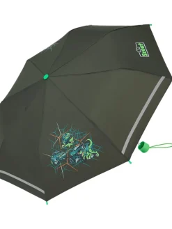 Kinder-Taschenschirm mit reflektierenden Streifen Regenschirm Dino Hunter