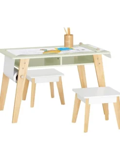 Kindertisch in Weiß und Grün - (B)80 x (H)50 x (T)44cm