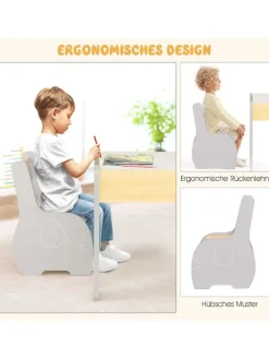 Kindertisch mit 2 Stühlen in Beige
