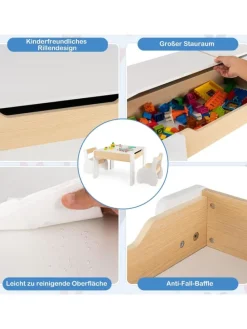 Kindertisch mit 2 Stühlen in Weiß