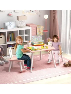 Kindertisch mit 2 Stühlen in Rosa