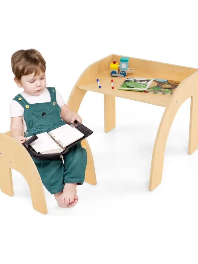 Kindertisch mit Stuhl in Hellbraun
