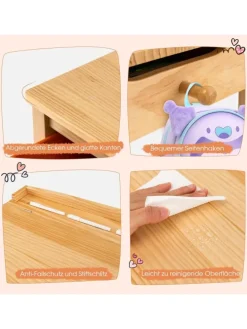 Kindertisch mit Stuhl in Hellbraun