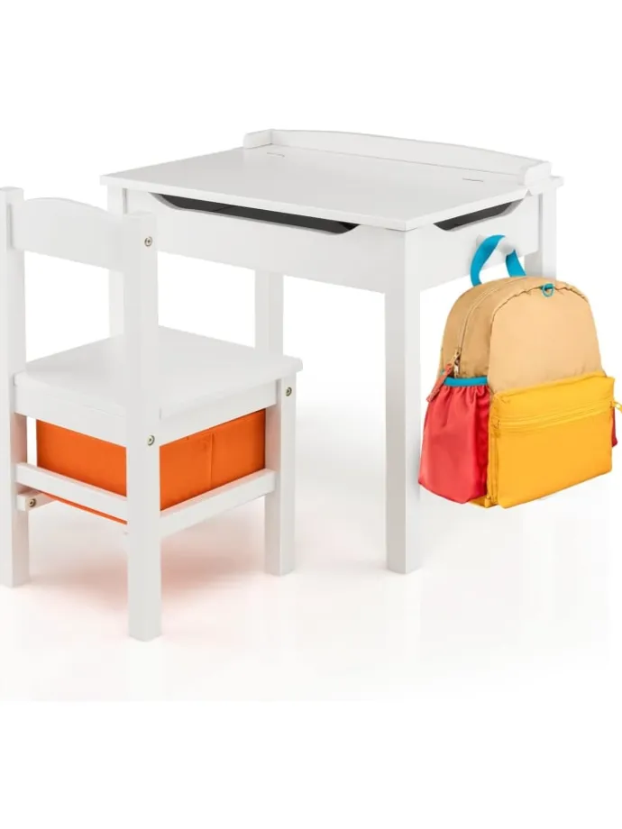 Kindertisch mit Stuhl in Weiß