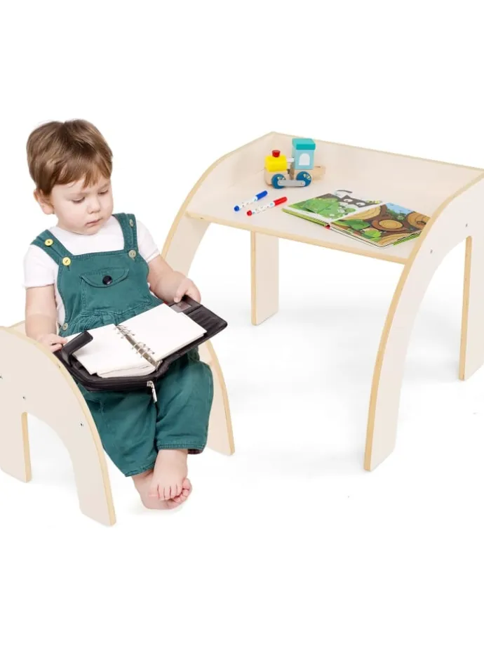 Kindertisch mit Stuhl in Weiß