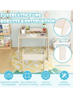 Kindertisch mit Stuhl in Weiß