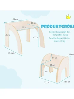 Kindertisch mit Stuhl in Weiß