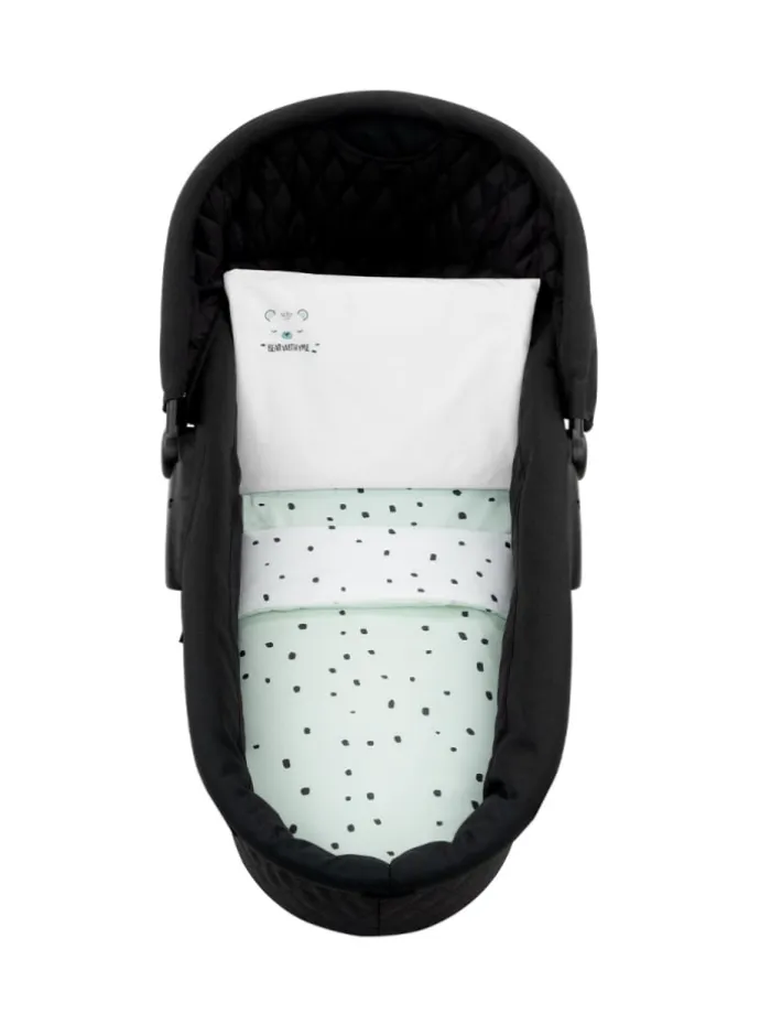 Kinderwagen Bettwäsche-Set Bär in grün