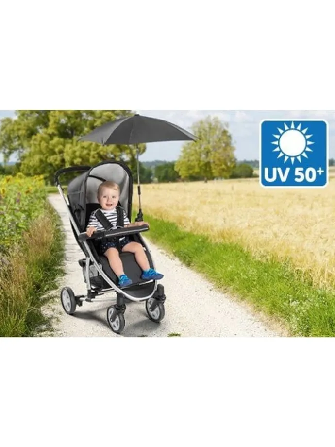 Kinderwagen-Sonnenschirm schwarz in Schwarz ab 6 Monate