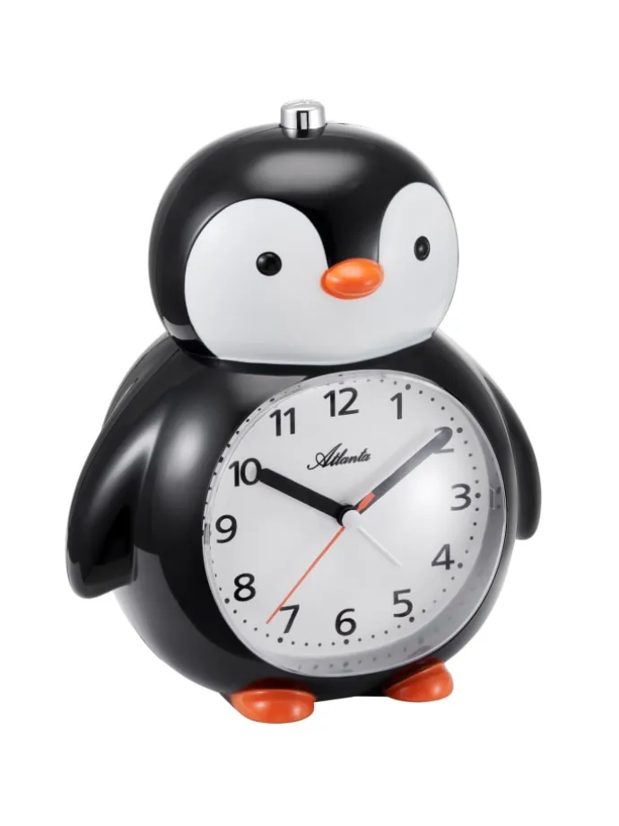 Kinderwecker mit Leisegang Pinguin Schwarz/Weiß