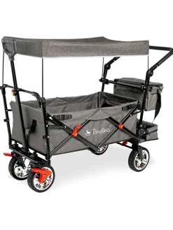 Klappbollerwagen "AddPlus" mit Bremse in Grau - (B)120 x (H)67 x (T)56 cm