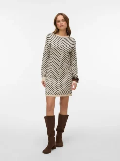 Kleid in Beige/ Schwarz