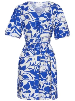 Kleid in Blau/ Weiß
