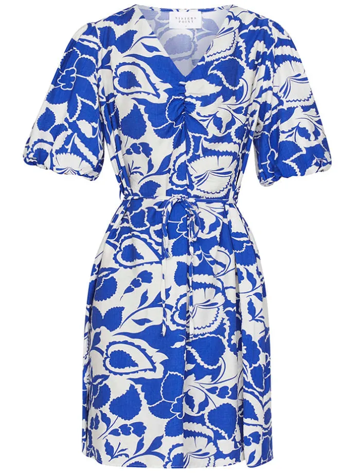 Kleid in Blau/ Weiß