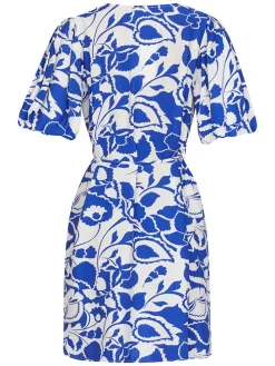 Kleid in Blau/ Weiß