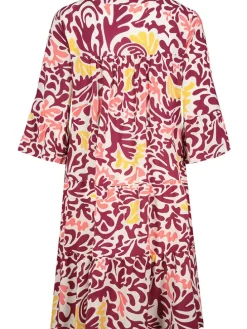 Kleid in Bordeaux/ Weiß