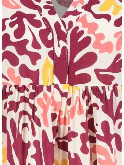 Kleid in Bordeaux/ Weiß