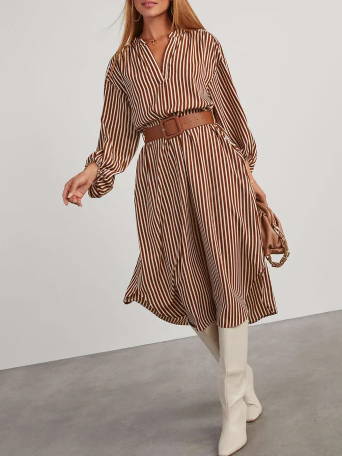 Kleid in Braun/ Creme