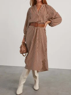 Kleid in Braun/ Creme