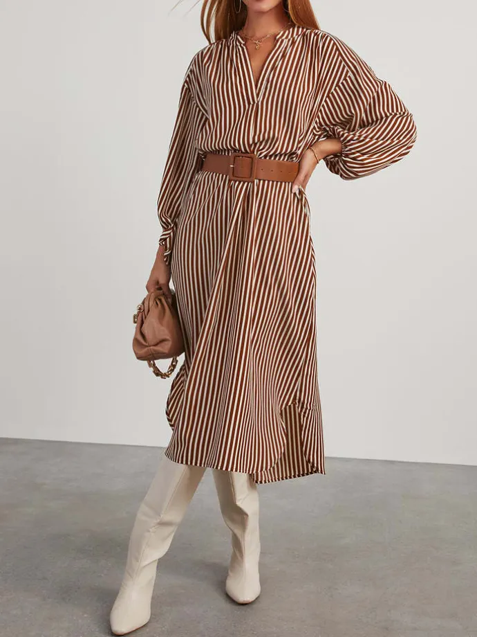 Kleid in Braun/ Creme