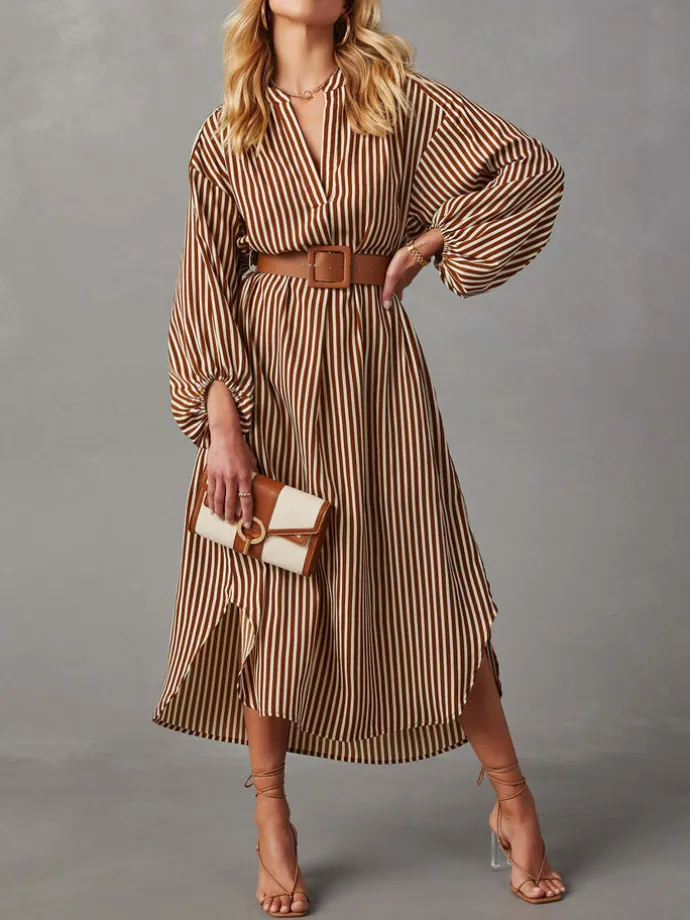 Kleid in Braun/ Creme
