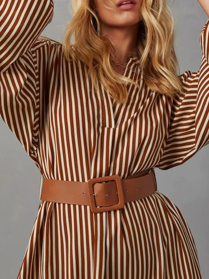 Kleid in Braun/ Creme