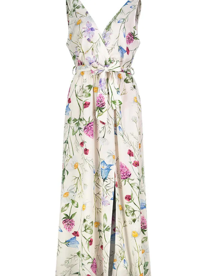 Kleid in Creme/ Bunt