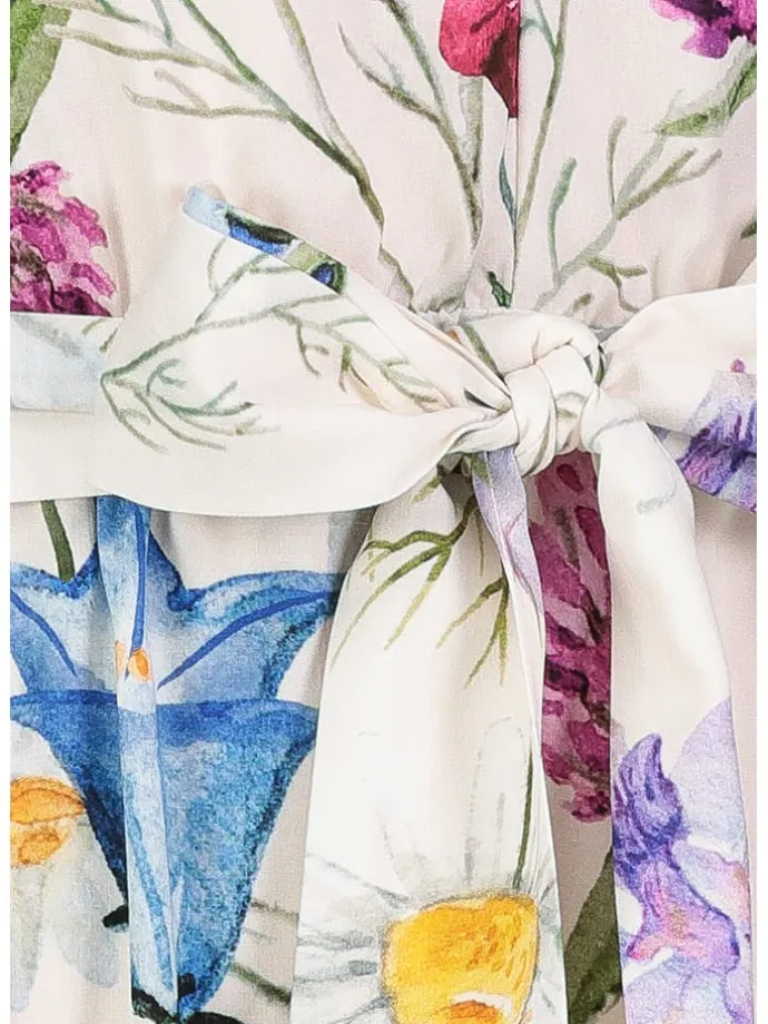 Kleid in Creme/ Bunt