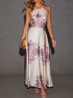 Kleid in Creme/ Lila