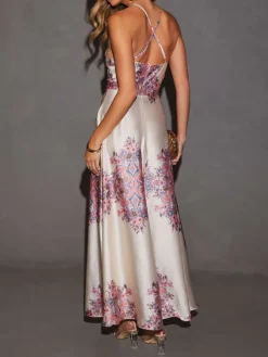 Kleid in Creme/ Lila