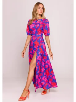 Kleid in Dunkelblau/ Pink