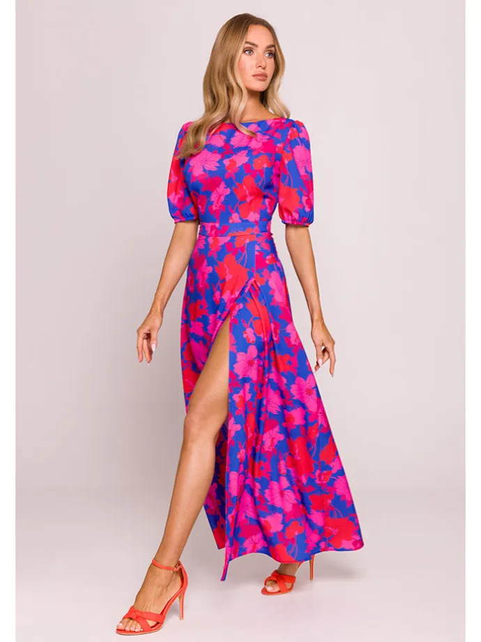 Kleid in Dunkelblau/ Pink